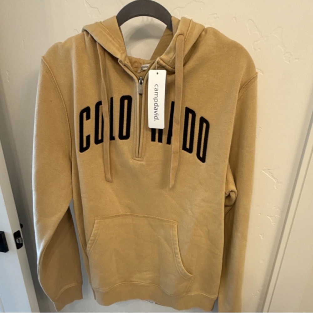 Camp David Colorado Half-Zip Hoodie in Tan